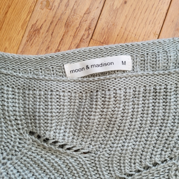 Anthropologie Moon & Madison Open Cable Knit Crop Oversized Sweater M - Picture 4 of 8